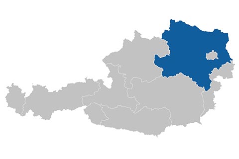 Österreichkarte mit Niederösterreich markiert