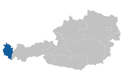 Österreichkarte mit Vorarlberg markiert