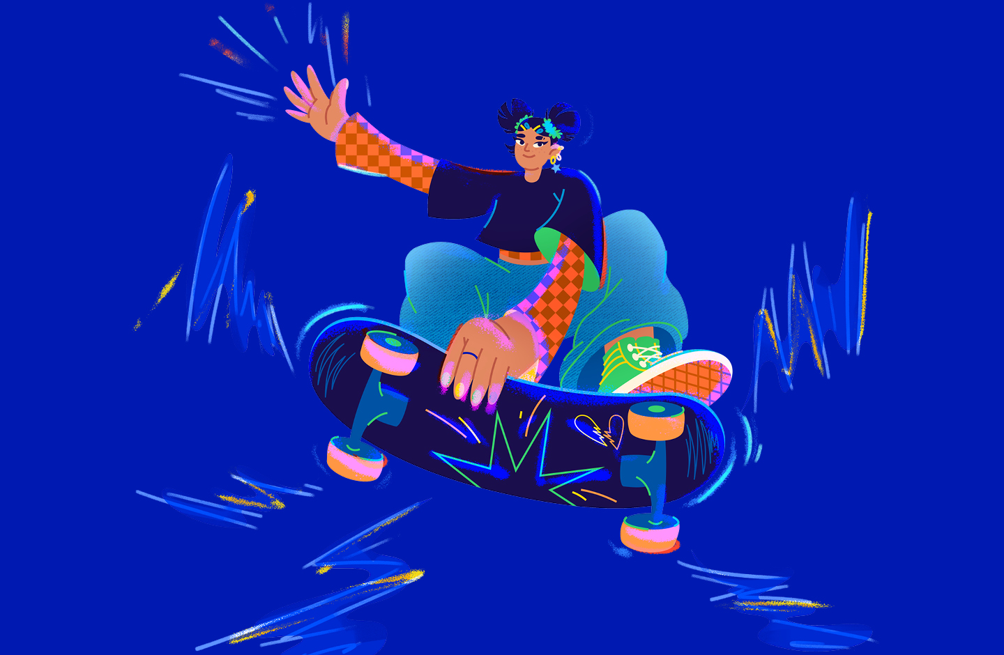 Mädchen fährt Skateboard
